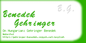 benedek gehringer business card